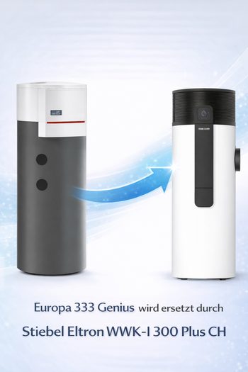 Wärmepumpen-Boiler Ersatzmodelle für Europa 333 Genius durch Stiebel Eltron WWK-I 300 Plus CH